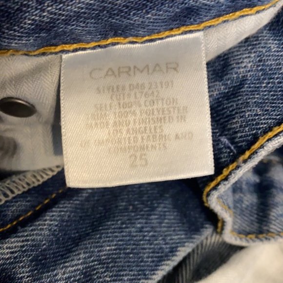 Carmar Los Angeles Ursula Taylor High Rise Red Twill Trim Straight Jeans 25 - Picture 10 of 13